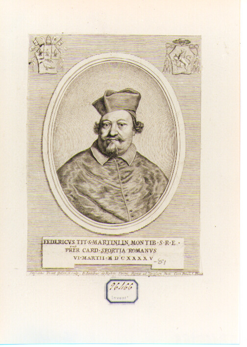 Ritratto del Cardinale Federico Sforza (stampa) di Picart Etienne (sec. XVII)