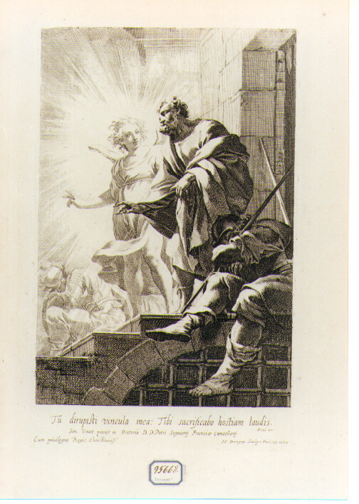 San Pietro liberato dal carcere da un angelo (stampa) di Dorigny Michel, Vouet Simon (sec. XVII)