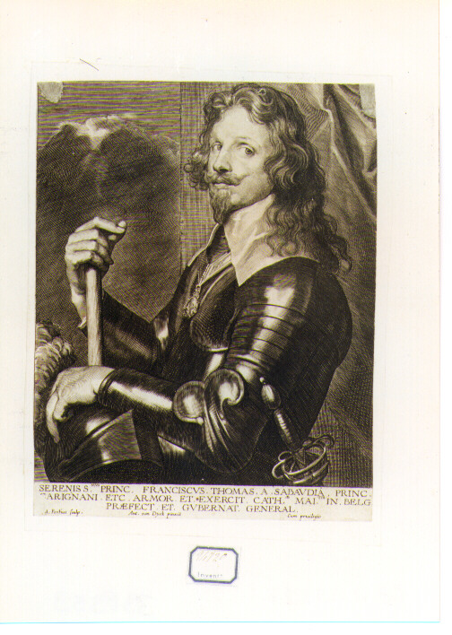 ritratto del Principe Francesco Tommaso di Savoia (stampa) di Pontius Paul, Van Dyck Anton (sec. XVII)