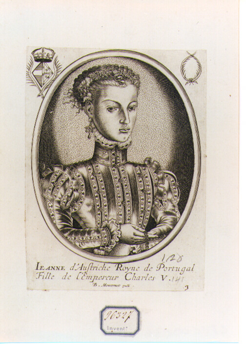 ritratto di Giovanna d'Austria Regina del Portogallo (stampa) di Moncornet Balthasar (CERCHIA) (sec. XVII)