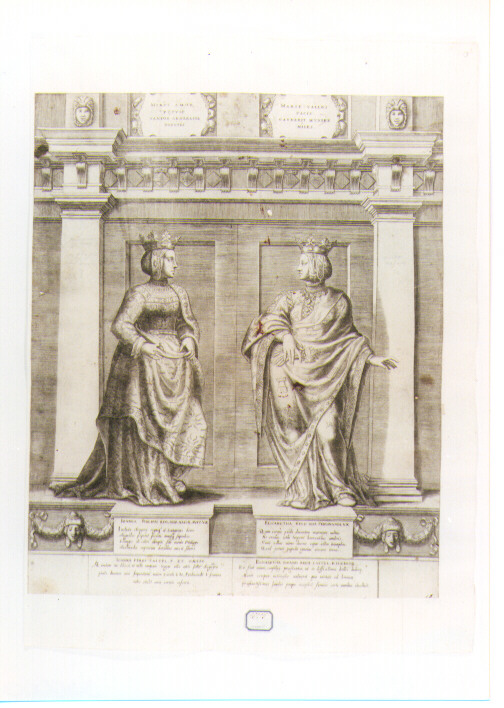 ritratto di Giovanna e di Elisabetta di Spagna (stampa) di Terzi Gian Francesco, Oselli Gaspare (sec. XVI)