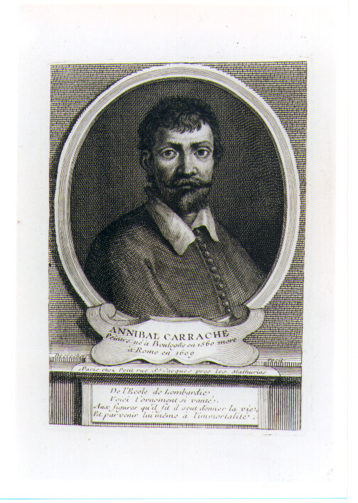 ritratto di Annibale Carracci (stampa) di Desrochers Etienne Jehandier (prima metà sec. XVIII)