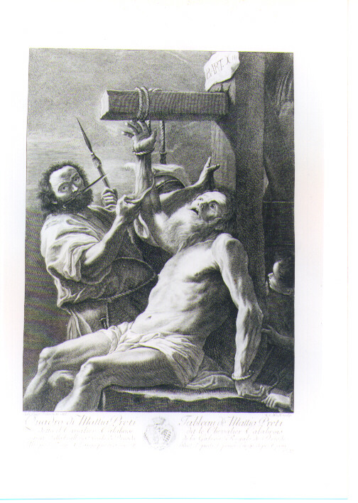 MARTIRIO DI SAN BARTOLOMEO (stampa) di Preti Mattia detto Cavalier Calabrese, Wust Charles Louis, Internari Giovanni Battista (sec. XVIII)