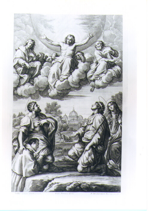 CRISTO IN GLORIA E SANTI (stampa) di Carracci Annibale, Lorenzini Giovanni Antonio detto Fra Antonio, Petrucci Francesco (sec. XVII)