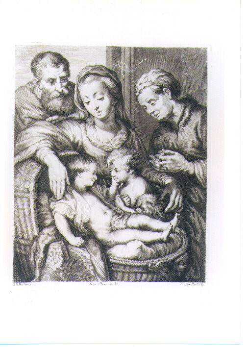 SACRA FAMIGLIA CON SANT'ANNA E SAN GIOVANNINO (stampa) di Rubens Pieter Paul, Mogalli Cosimo, Petrucci Francesco (sec. XVIII)