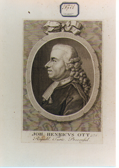RITRATTO DI JOHANN HENRICUS OTT (stampa controfondata smarginata) - ambito svizzero (seconda metà sec. XVIII)