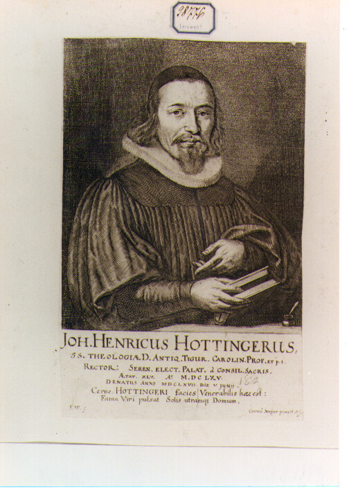 RITRATTO DI HENRICUS HOTTINGERUS (stampa controfondata smarginata) di Meyer Conrad (sec. XVII)