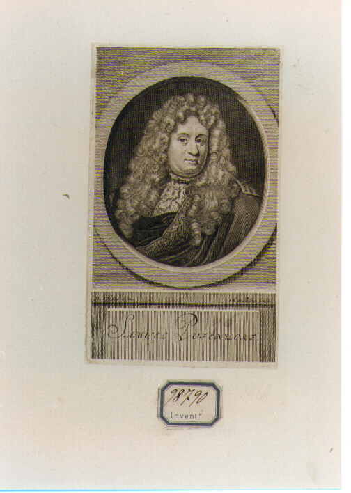 RITRATTO DI SAMUEL PUFENDORF (stampa controfondata smarginata) di De Blois Abraham (secc. XVII/ XVIII)