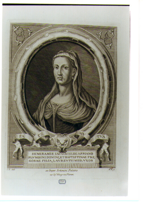 RITRATTO DI SEMIRAMIDE DE' MEDICI (stampa) di Allegrini Francesco, Zocchi Giuseppe (sec. XVIII)