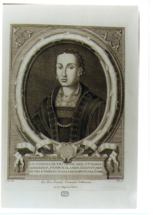 RITRATTO DI LAUDOMINA DE' MEDICI (stampa) di Allegrini Francesco, Zocchi Giuseppe (sec. XVIII)