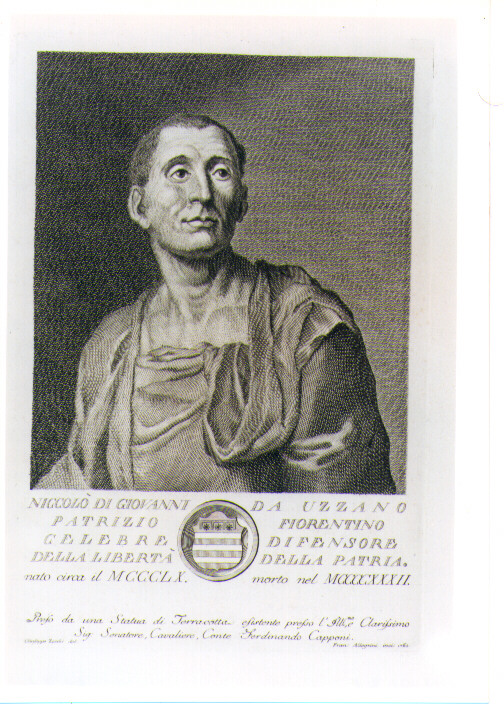 RITRATTO DI NICCOLO' DA UZZANO (stampa) di Allegrini Francesco, Zocchi Giuseppe (sec. XVIII)