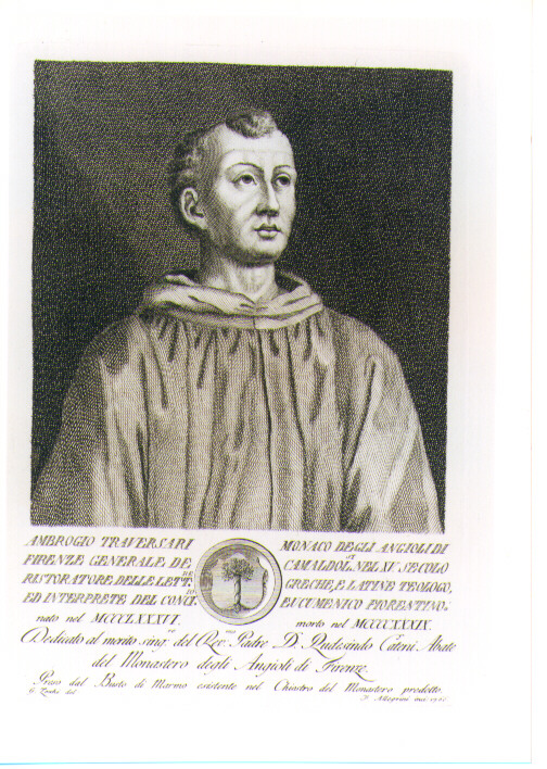 RITRATTO DI AMBROGIO TRAVERSARI (stampa) di Allegrini Francesco, Zocchi Giuseppe (sec. XVIII)