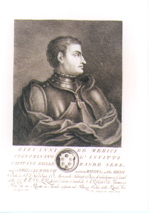RITRATTO DI GIOVANNI DE' MEDICI (stampa) di Allegrini Francesco, Zocchi Giuseppe (sec. XVIII)