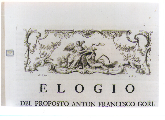 ALLEGORIA DELLA STORIOGRAFIA (stampa) di Zocchi Giuseppe, Allegrini Francesco (sec. XVIII)