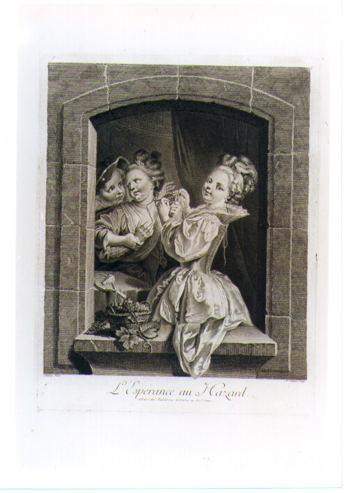 CORTEGGIAMENTO INFANTILE (stampa controfondata) di Schenau Johan Eleazar Zeizig, Dupuis Nicolas Gabriel (sec. XVIII)