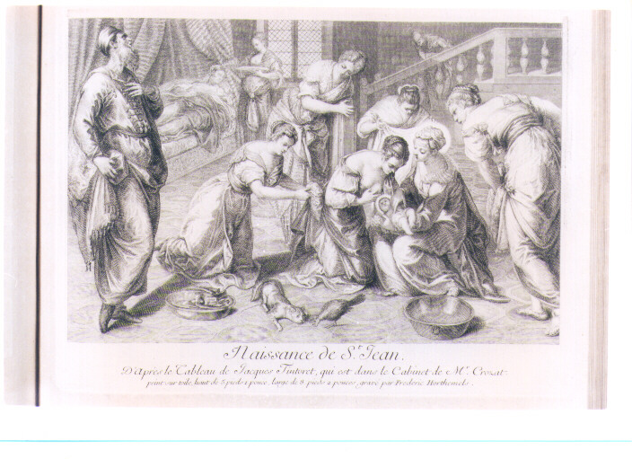 NASCITA DI SAN GIOVANNI BATTISTA (stampa) di Robusti Jacopo detto Tintoretto, Hortemels Frederic Eustache (sec. XVIII)