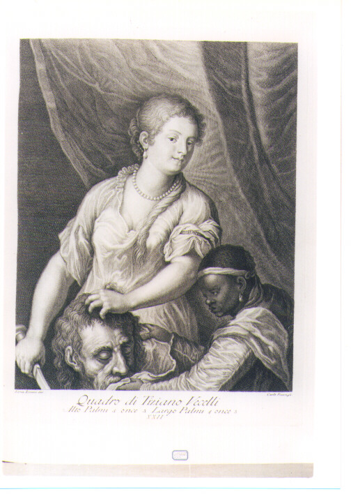 GIUDITTA CON LA TESTA DI OLOFERNE (stampa) di Vecellio Tiziano, Faucci Carlo, Lorenzi Lorenzo (sec. XVIII)