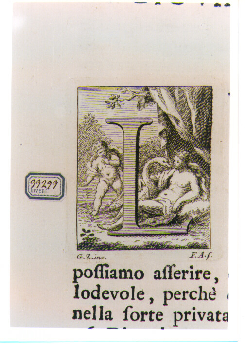 CAPOLETTERA L CON LEDA E IL CIGNO (stampa) di Zocchi Giuseppe, Allegrini Francesco (sec. XVIII)