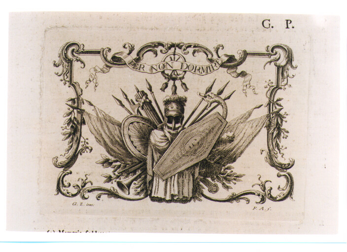 PANOPLIA D'ARMI (stampa) di Zocchi Giuseppe, Allegrini Francesco (sec. XVIII)