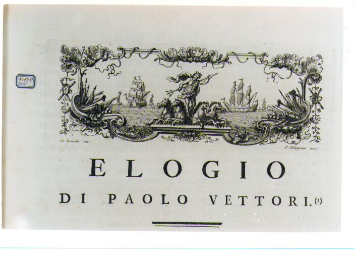 NETTUNO COME DIO DEL MARE (stampa) di Zocchi Giuseppe, Allegrini Francesco (sec. XVIII)