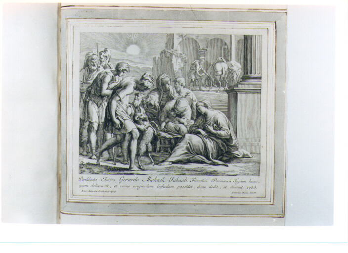 ADORAZIONE DEI PASTORI (stampa) di Mazzola Francesco detto Parmigianino, Faldoni Giovanni Antonio, Zanetti Anton Maria (sec. XVIII)