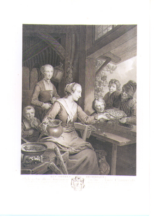 VENDITRICE DI FRITTELLE (stampa) di Dictricy, Wille Johann Georg (sec. XVIII)