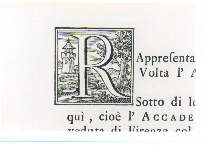 CAPOLETTERA R CON PAESAGGIO (stampa) - ambito toscano (prima metà sec. XVIII)
