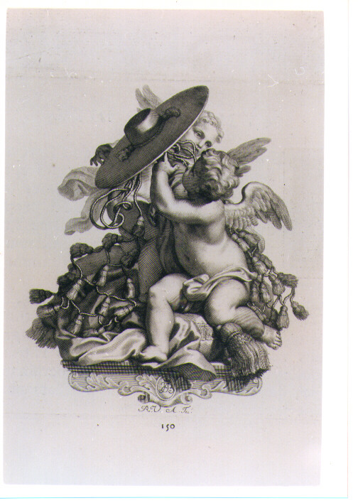 ANGELI CON CAPPELLO CARDINALIZIO (stampa) di Van Audenaerde Robert (sec. XVIII)