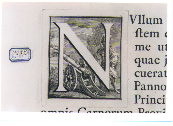 CAPOLETTERA N CON SOLDATO E CANNONE (stampa) di Van Audenaerde Robert (sec. XVIII)
