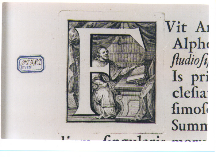 CAPOLETTERA F CON PRELATO ALLO SCRITTOIO (stampa) di Van Audenaerde Robert (sec. XVIII)
