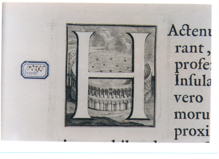 CAPOLETTERA H CON VEDUTA DEL COLOSSEO ? (stampa) di Van Audenaerde Robert (sec. XVIII)