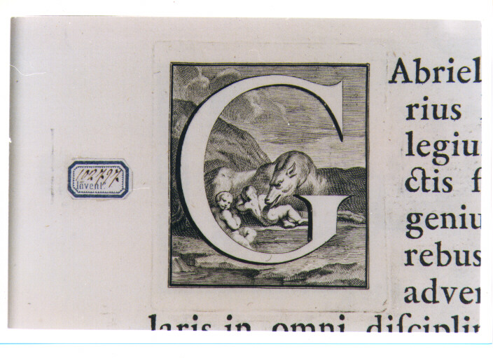 CAPOLETTERA G CON ROMOLO E REMO ALLATTATI DALLA LUPA (stampa) di Van Audenaerde Robert (sec. XVIII)