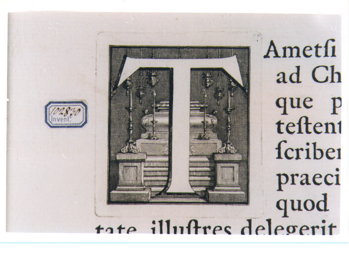 CAPOLETTERA T CON RELIQUIARIO A COFANETTO (stampa) di Van Audenaerde Robert (sec. XVIII)