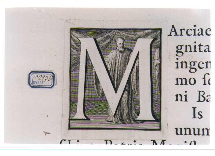 CAPOLETTERA M CON FIGURA MASCHILE (stampa) di Van Audenaerde Robert (sec. XVIII)