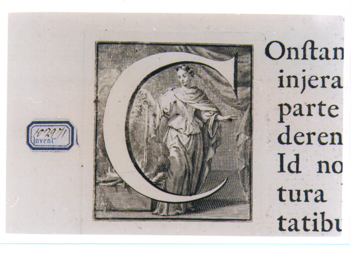 CAPOLETTERA C CON ALLEGORIA DELLA TEMPERANZA (stampa) di Van Audenaerde Robert (sec. XVIII)
