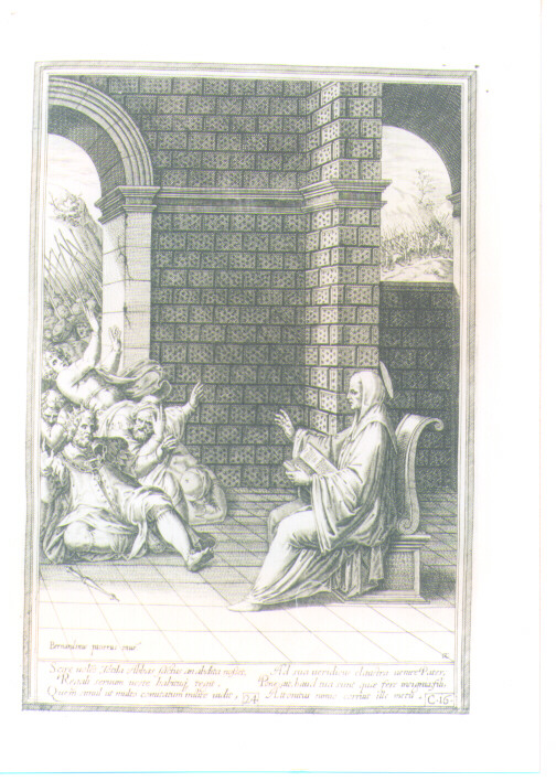 SAN BENEDETTO E TOTILA (stampa) di Passeri Bernardino, Caprioli Aliprando (sec. XVI)