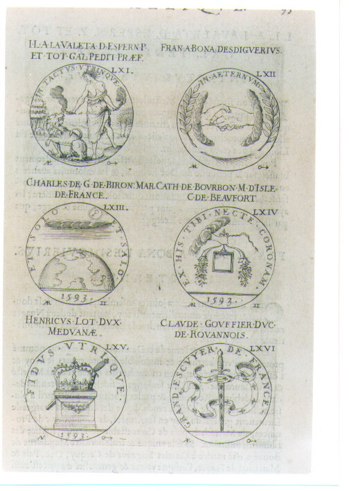 SEI MEDAGLIE DI PRINCIPI E PRINCIPESSE FRANCESI (stampa) di De Bie Jacques detto Jacobus Biesius (sec. XVII)