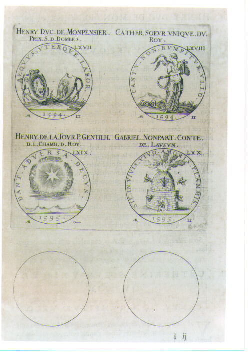 QUATTRO MEDAGLIE DI UOMINI ILLUSTRI FRANCESI (stampa) di De Bie Jacques detto Jacobus Biesius (sec. XVII)