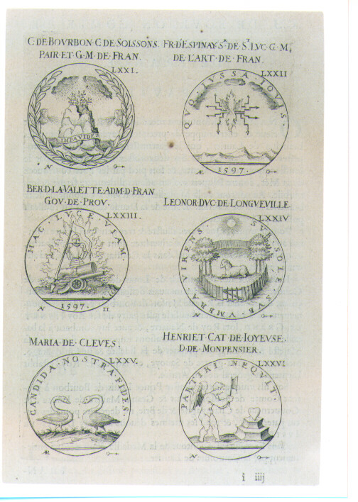 SEI MEDAGLIE DI PRINCIPI E PRINCIPESSE FRANCESI (stampa) di De Bie Jacques detto Jacobus Biesius (sec. XVII)