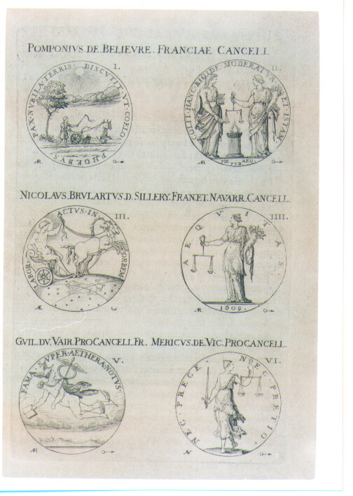 SEI MEDAGLIE DI CANCELLIERI FRANCESI (stampa) di De Bie Jacques detto Jacobus Biesius (sec. XVII)