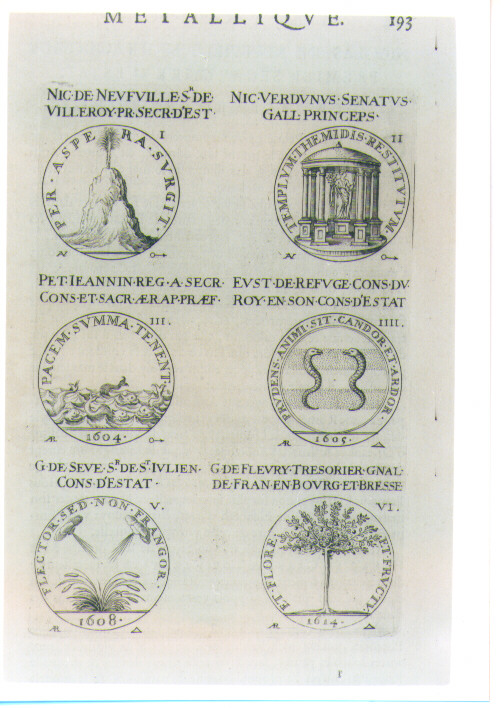 SEI MEDAGLIE DI UOMINI DI GIUSTIZIA FRANCESI (stampa) di De Bie Jacques detto Jacobus Biesius (sec. XVII)