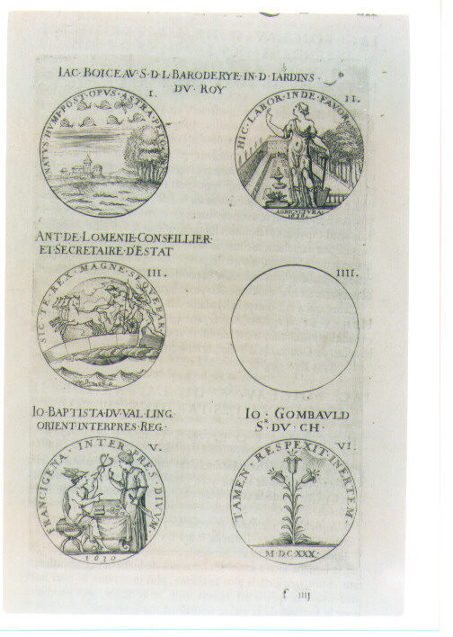 SEI MEDAGLIE DI UOMINI DI GIUSTIZIA FRANCESI (stampa) di De Bie Jacques detto Jacobus Biesius (sec. XVII)
