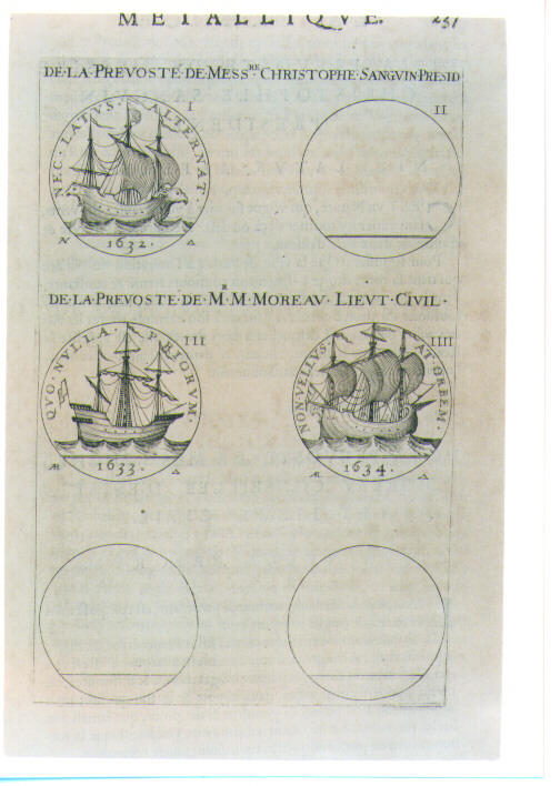 QUATTRO MEDAGLIE DI UOMINI ILLUSTRI DELLA CITTA' DI PARIGI (stampa) di De Bie Jacques detto Jacobus Biesius (sec. XVII)
