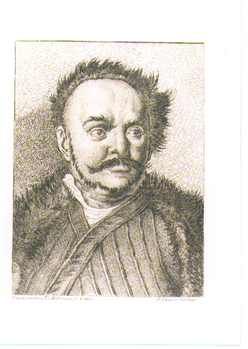 ritratto d'uomo (stampa controfondata smarginata) di Von Firmian Franz Lactanz, Schauer Franz Sebastian (metà sec. XVIII)