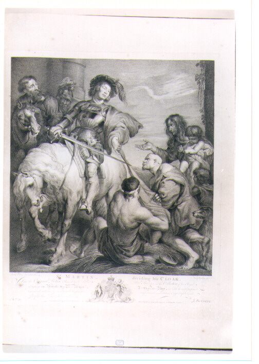 SAN MARTINO DONA PARTE DEL MANTELLO AL POVERO (stampa) di Rubens Pieter Paul, Chambars Thomas, Earlom Richard (sec. XVIII)