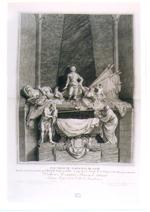 MONUMENTO FUNEBRE DEL MARESCIALLO DI SAXE (stampa) di Pigalle Jean Baptiste, Von Mechel Christian (sec. XVIII)