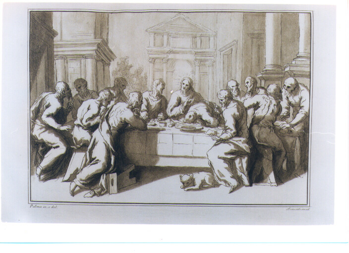 ULTIMA CENA (stampa a colori) di Negretti Jacopo detto Jacopo Palma il Vecchio, Scacciati Andrea II (sec. XVIII)