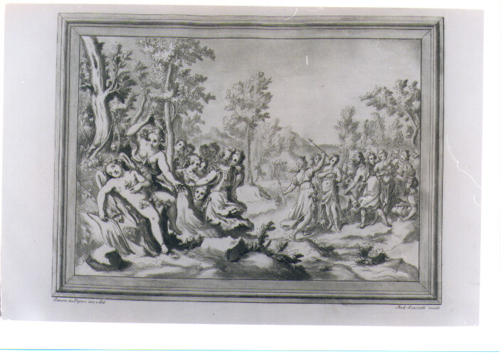 CORTEO DI DIANA (stampa a colori) di Cantarini Simone detto Pesarese, Scacciati Andrea II (sec. XVIII)