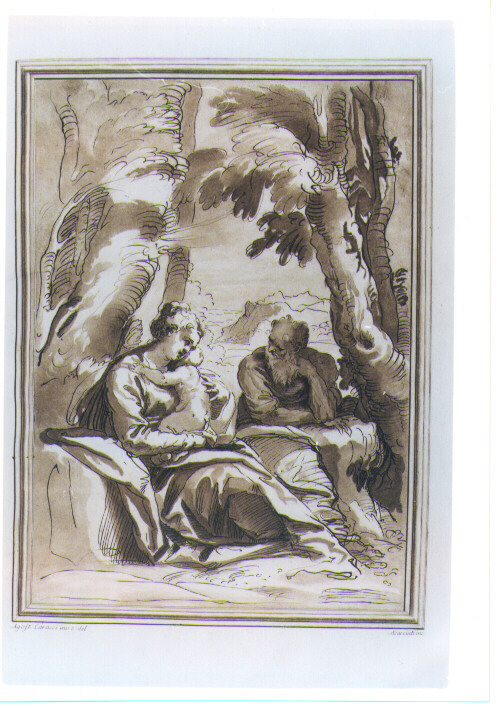 SACRA FAMIGLIA (stampa a colori) di Carracci Agostino, Scacciati Andrea II (sec. XVIII)