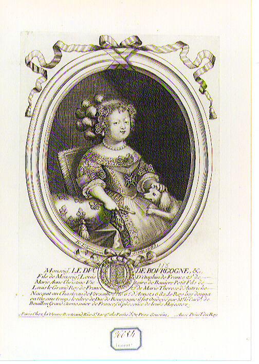 RITRATTO DEL DUCA DI BORGOGNA (stampa controfondata smarginata) di De Larmessin Nicolas il Vecchio (sec. XVII)